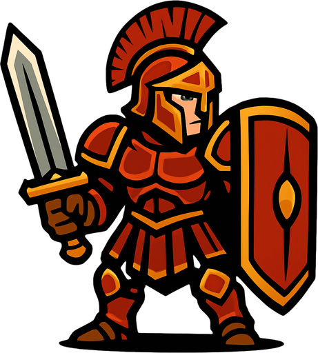 roma knight.
In-Game asset.  2d.  High contrast.  No shadows