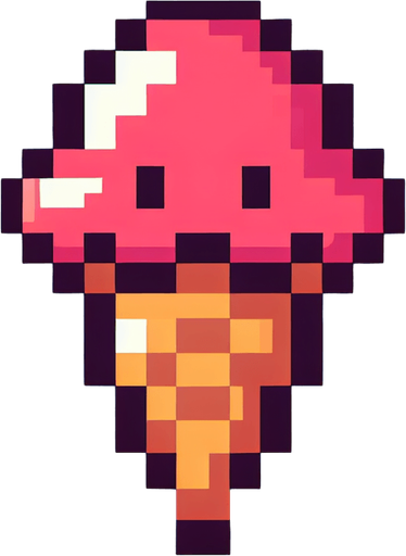 8bit. cartoon. icecream.
Single Game Texture. In-Game asset. 2d. Blank background. High contrast. No shadows.