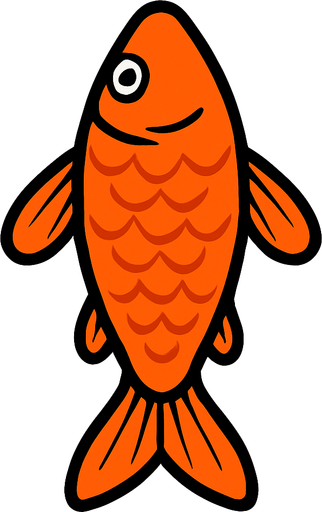a orange fish seen from top to bottom.
In-Game asset.  2d.  High contrast.  No shadows