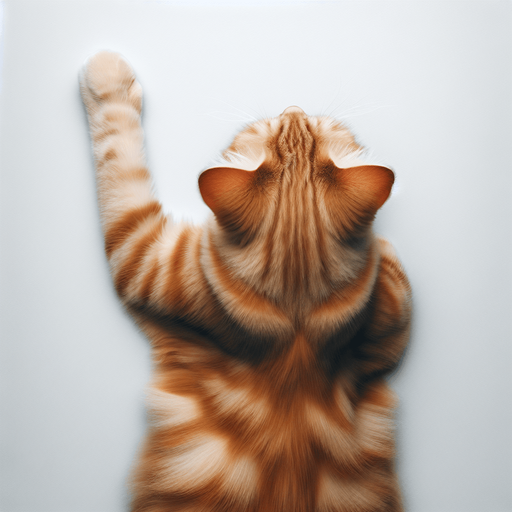 ginger cat-arm slightly bent, top view.