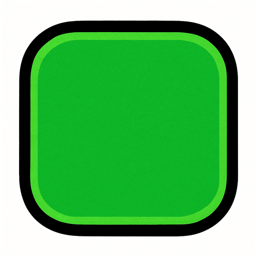 Cuadrado verde con lados circulares.
In-Game asset.  2d.  High contrast.  No shadows