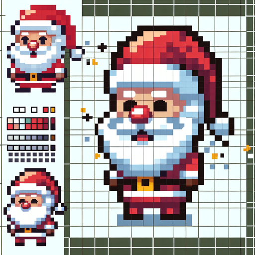 Pixel art of a Santa. Single Game Texture. In-Game asset. 2d. Blank background. High contrast. No shadows.