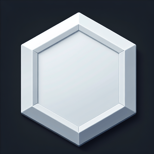 simple flat white hexagon tile with beveled borders.
Front view. Modern game style