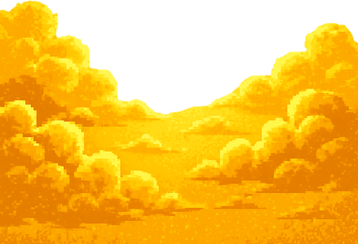 Golden heaven sky, shimmering gold clouds, divine atmosphere, bright yellow-gold gradient, epic finale background, 2D pixel art.
In-Game asset.  2d.  High contrast.  No shadows