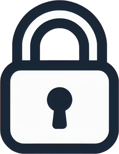 plain white lock icon with a thin black border. red background