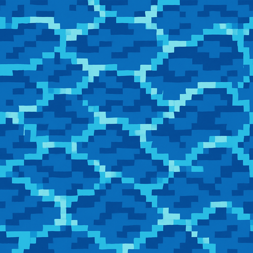 Make a 2d top-down flat image of pixelated water.
In-Game asset.  2d.  High contrast.  No shadows