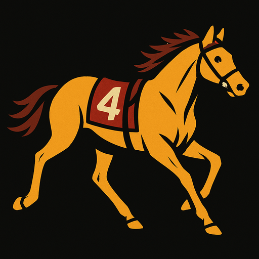 image of a racehorse.
In-Game asset.  2d.  High contrast.  No shadows