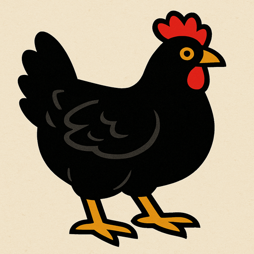 Black chicken.
In-Game asset.  2d.  High contrast.  No shadows