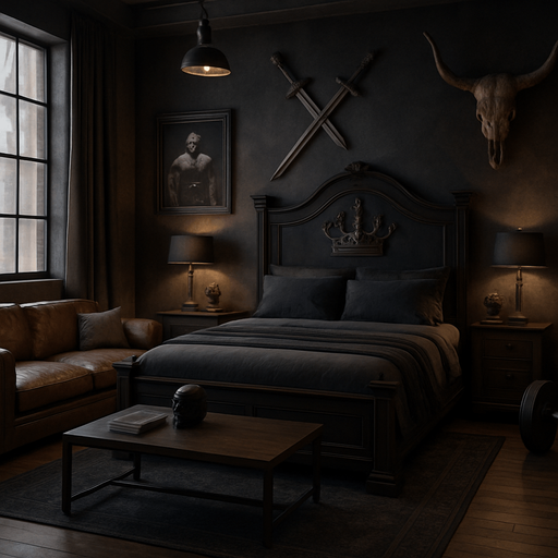 alpha male's room ,very masculine king's room, awesomeness, badass, cool place