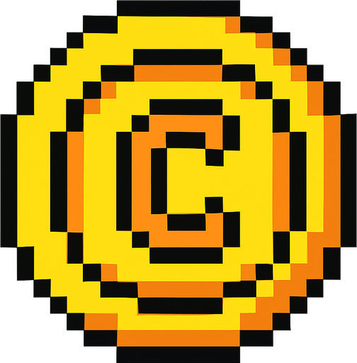 2d pixel art coin.
In-Game asset.  2d.  High contrast.  No shadows