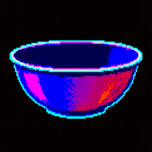 A large kitchen mixing bowl. Side view.