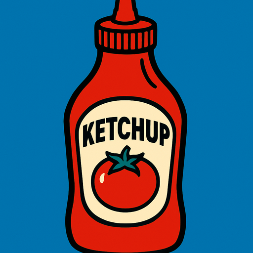 ketchup.
2d.  High contrast.  No shadows
