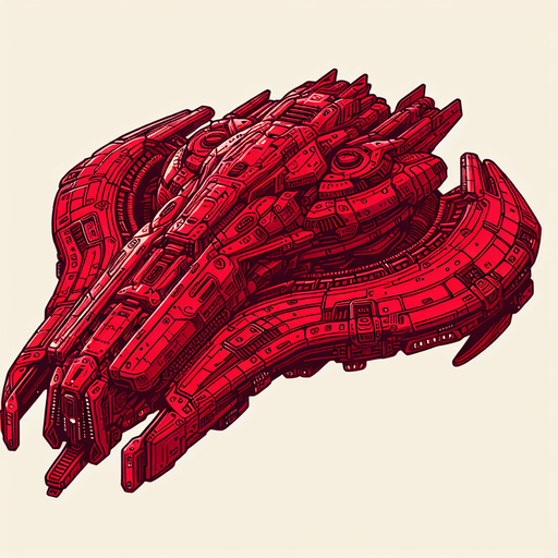 Evil alien spaceship red.
Single Game Texture.  In-Game asset.  2d.  Blank background.  High contrast.  No shadows