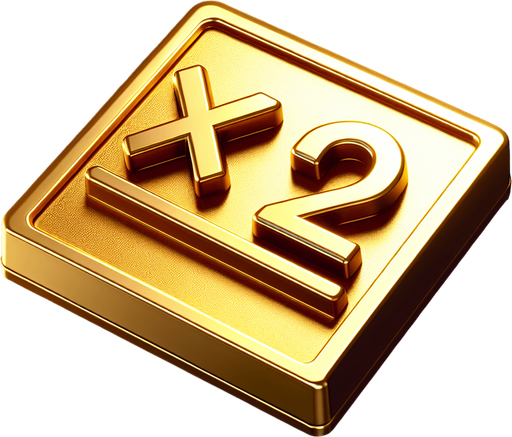gold sign with a "X" and a "2".
video game style