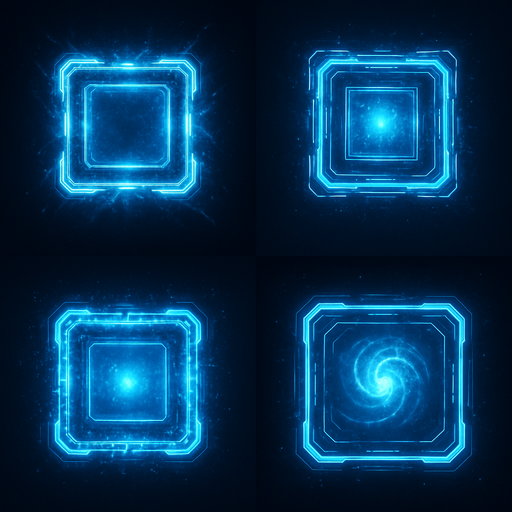 2x2 Sprite Sheet of futuristic blue energy square.
Seen from above.