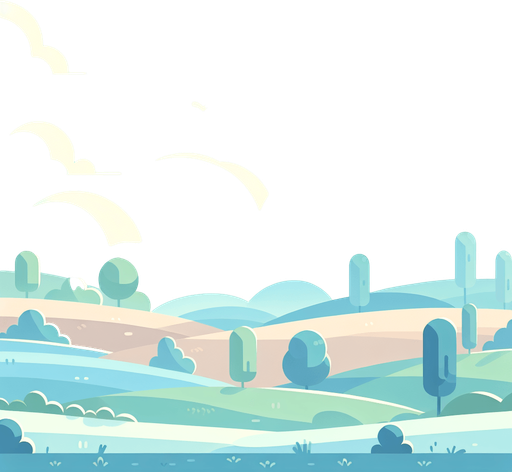 Design a serene and minimalist game background set against a clear blue sky, embodying a light-hearted, cartoony atmosphere. The landscape is uncomplicated, featuring gentle rolling hills and sparse, stylized trees in soft pastel colors. This simplicity ensures the scene remains tranquil and inviting, perfect for creating a balanced and cheerful backdrop that welcomes players into a whimsical yet peaceful gaming world, without any distractions in the sky.
Single Game Texture. In-Game asset. 2d. Blank background. High contrast. No shadows.