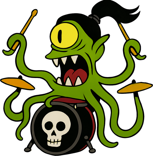 Make my character have more tentacle based hands and make him have dark black hair with a ponytail (make my character's background white)