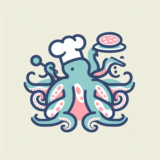 осьминог повар, минимализм, пастельные цвета
\.
Single Game Texture.  In-Game asset.  2d.  Blank background.  High contrast.  No shadows