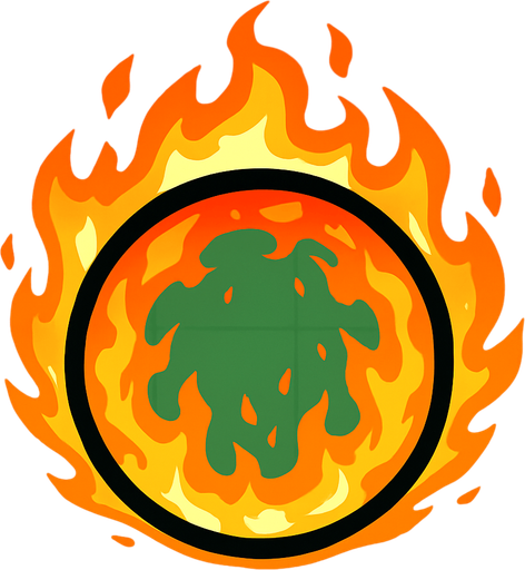 A 2D circular burning effect in Survivor.io style made by HABBY PTE. LTD. (not only the surroundings but also the inside burns)
In-Game asset.  2d.  High contrast.  No shadows