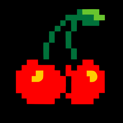 Pacman cherry.
In-Game asset.  2d.  High contrast.  No shadows