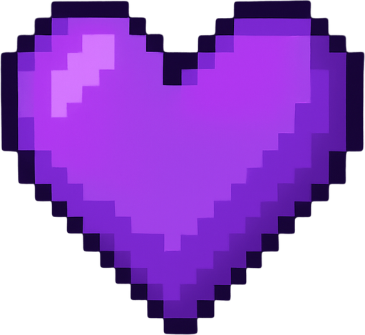 pixel-art purple heart.
In-Game asset.  2d.  High contrast.  No shadows