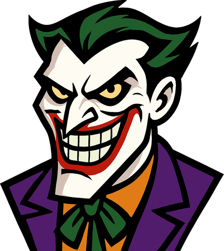 Süper kötü olan joker'in kafasını oluştur.
In-Game asset.  High contrast.  No shadows