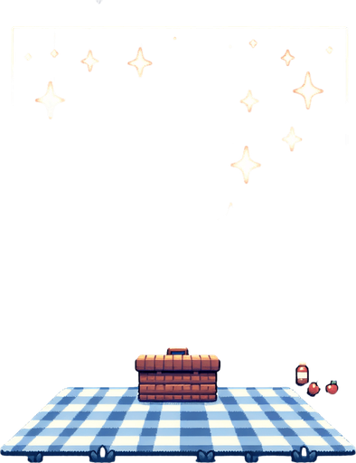 picnic bg in a night sky.
Single Game Texture.  In-Game asset.  2d.  Blank background.  High contrast.  No shadows