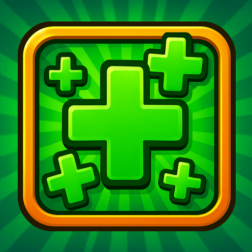 иконка восстановление здоровья много зеленых крестов в рамке, сочные цвета красивый фон.
In-Game asset.  2d.  High contrast.  No shadows