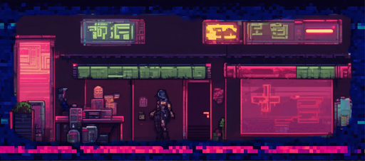 cyberpunk pixel art street