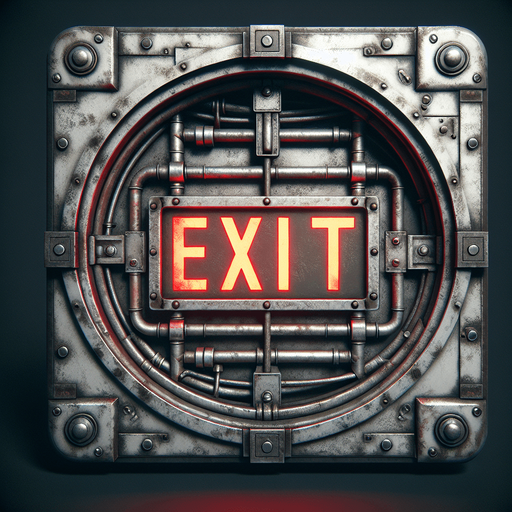 create an escape hatch with a red exit sign on it.
Single Game Texture. In-Game asset. 2d. Blank background. High contrast. No shadows.
