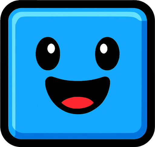 Happy blue block.
In-Game asset.  2d.  High contrast.  No shadows