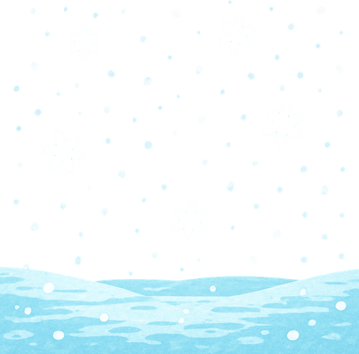 Snow gently falling from the sky in a peaceful winter scene. The snowflakes are soft and light, creating a calm atmosphere. The snow is falling in large, delicate flakes, covering the icy surface and creating a serene, magical ambiance.".
In-Game asset.  2d.  High contrast.  No shadows