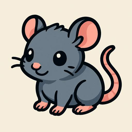 baby rat sprite.
In-Game asset.  2d.  High contrast.  No shadows. cartoonm. animated