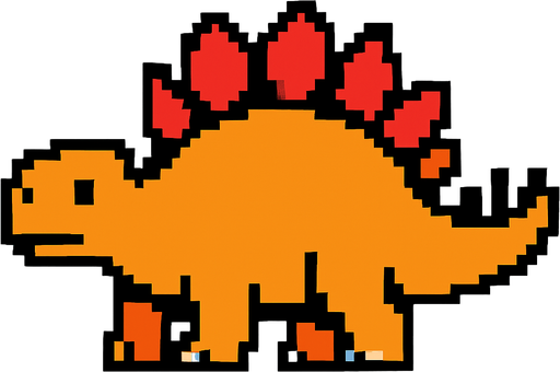 Make it 8 bit style dinosaur stegosaurus  cartoon character.
In-Game asset.  High contrast.  No shadows