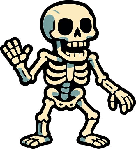 skeleton.
In-Game asset.  2d.  High contrast.  No shadows