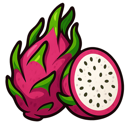 Dragonfruit.
Single Game Texture.  In-Game asset.  2d.  Blank background.  High contrast.  No shadows
