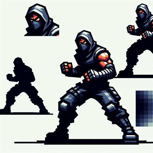 fighter.
Single Game Texture. In-Game asset. 2d. Blank background. High contrast. No shadows.