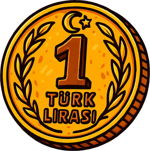 1 Tük lirası.
In-Game asset.  2d.  High contrast.  No shadows