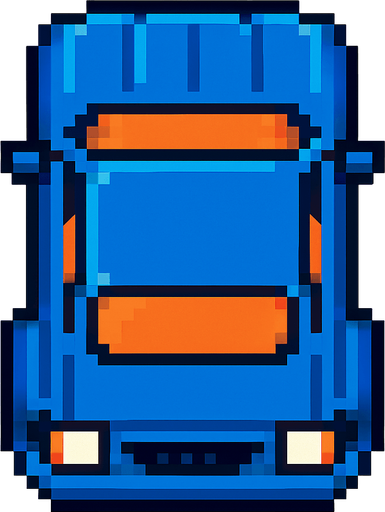 pixel art car top view
In-Game asset.  2d.  High contrast.  No shadows