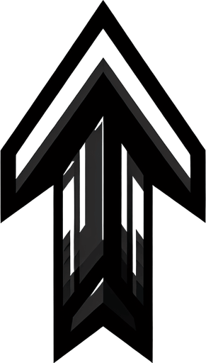 Simple Symmetrical Arrow. Vector. Pointing straight up. No details Game Texture. In-Game asset. 2d. Blank background. High contrast. No shadows.