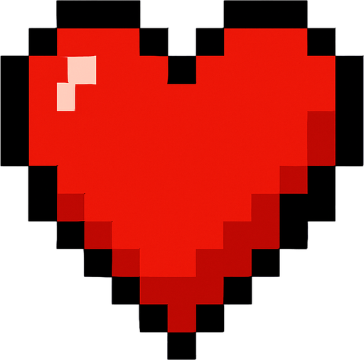 red heart 8-bit mario.
In-Game asset.  2d.  High contrast.  No shadows