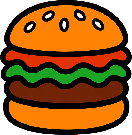 Hamburger.
In-Game asset.  2d.  High contrast.  No shadows