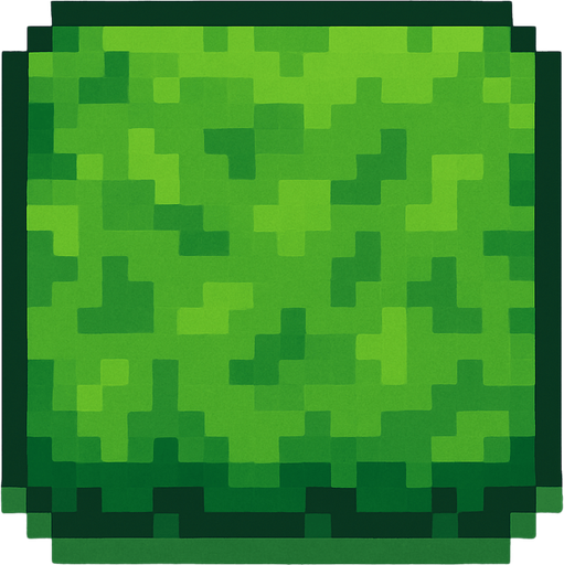 A 2D top down pixelated grass block.
In-Game asset.  2d.  High contrast.  No shadows