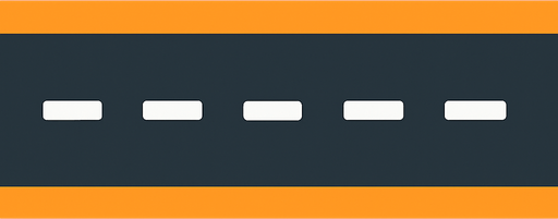 has a horizontal road.
In-Game asset.  2d.  High contrast.  No shadows