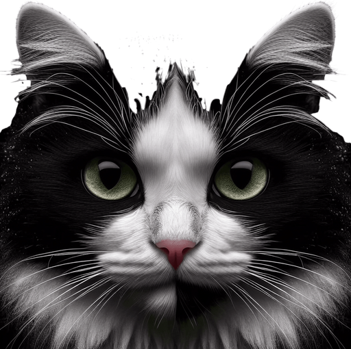 black and white cat face
