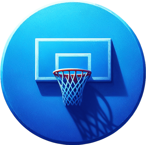 Blue Basketball Hoop.
Single Game Texture. In-Game asset. 2d. Blank background. High contrast. No shadows.