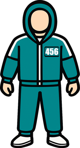 Player and squid game uniform.
In-Game asset.  High contrast.  No shadows