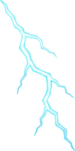 Светло голубая молния с обведением длинная. Как разряд.
In-Game asset.  2d.  High contrast.  No shadows