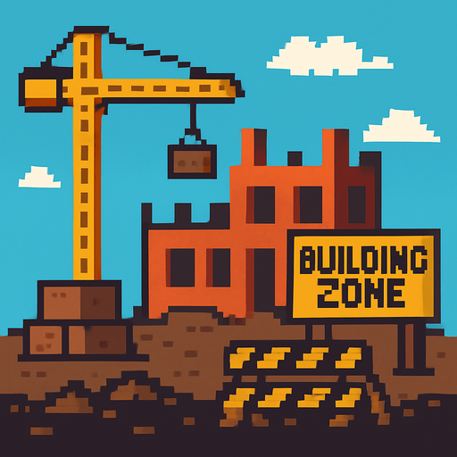 Pixel art:building zone.
In-Game asset.  2d.  High contrast.  No shadows