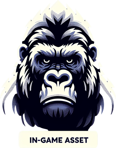 GORILLA.
Single Game Texture. In-Game asset. 2d. Blank background. High contrast. No shadows.